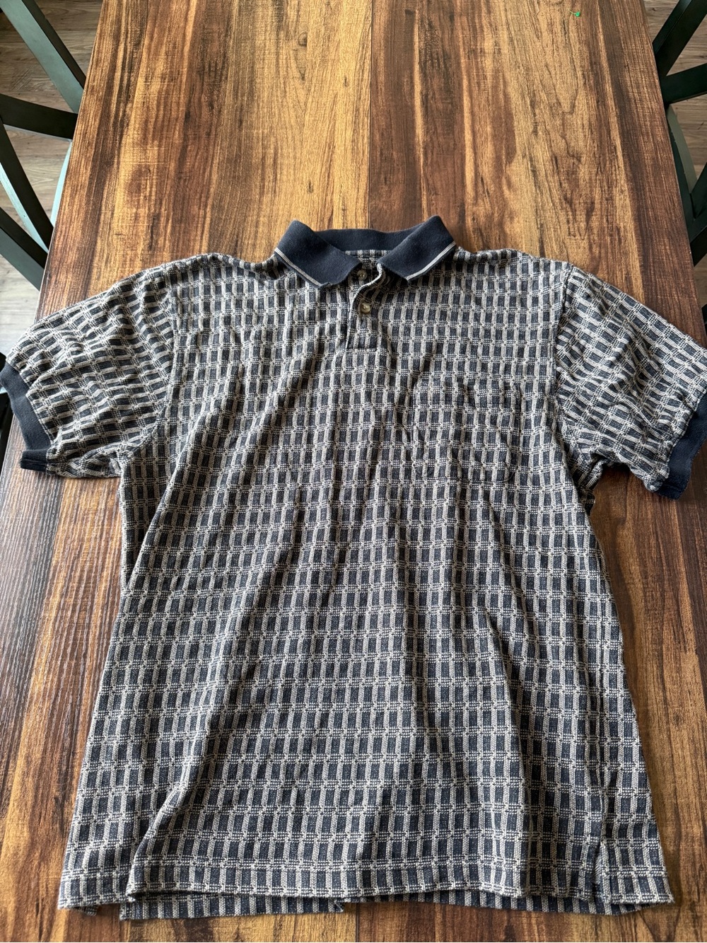 Vintage ME Sport Textured Short-Sleeve Polo in Black and Gray